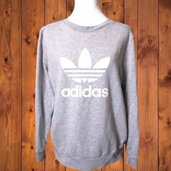 Adidas Women's XL? Gray Pullover Logo Sweatshirt Classic Activewear Sports - Picture 1 of 5